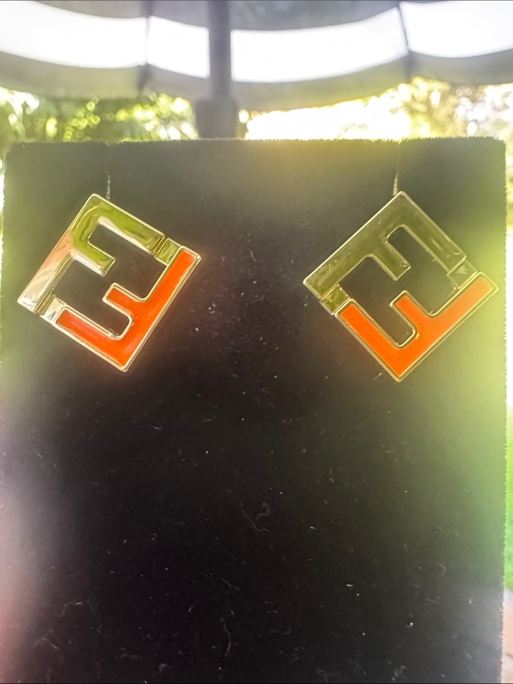 Earrings Gold and Orange Geometric Stud Earrings - Women Jewelry